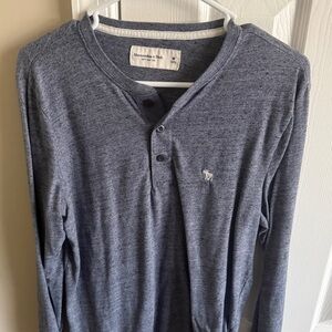 Abercrombie & Fitch Men's Heathered Navy Henley